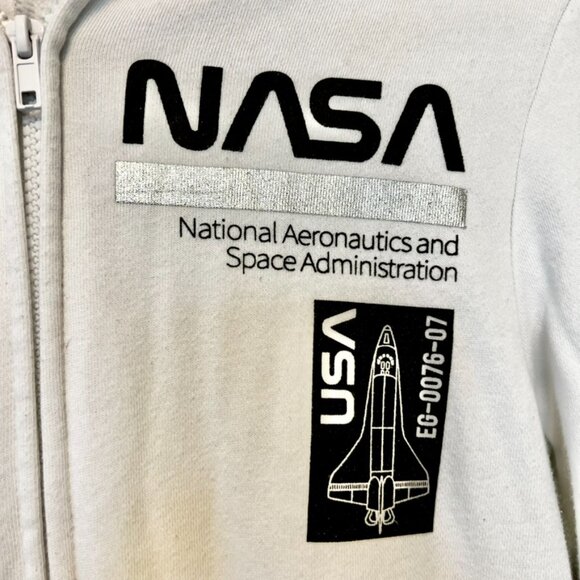 H&M White NASA Cotton Zip Jumpsuit, Unisex Youth 12-14, Halloween or Loungewear - Picture 4 of 9